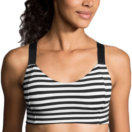 Brooks Hot Shot Sports Bra, Black/White Stripe, Small, 300628032.025