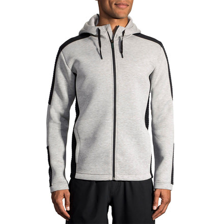 Brooks Interval Hoodie - Mens, Heather Ash/Heather Black, S, 211242031.025