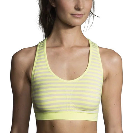 Brooks JustRight Racer Sports Bra, Reed Stripe, Small, 300574369.025