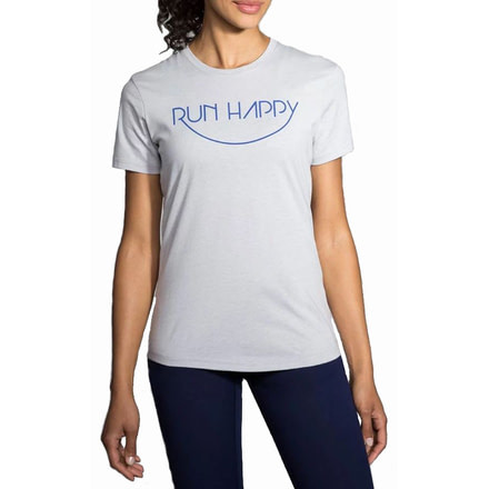 Brooks Run Happy Smile T-Shirt - Women's-Heather Sterling-Medium