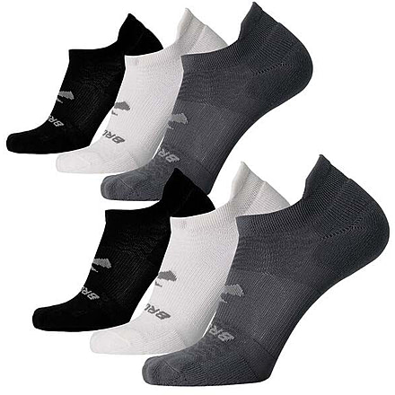 Brooks Run-In No Show 6-Pack Sock, Asphalt/White/Black, M, 280494002.030