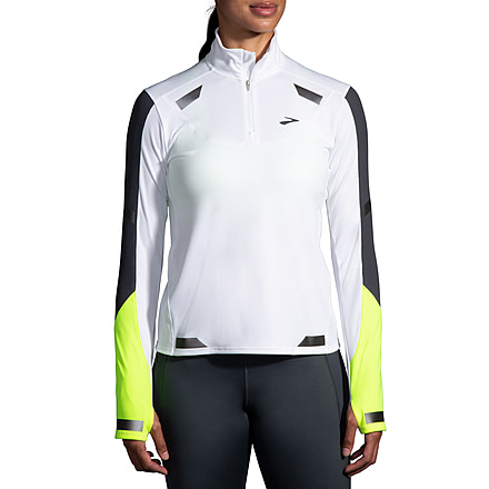 Brooks Run Visible 1/2 Zip - Womens, White/Asphalt/Nightlife, XS, 221564134.020