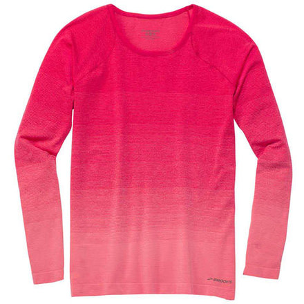 Brooks Women's Streaker Long Sleeve Running Shirt, Dahlia/Salmon, Large, 221142679.035