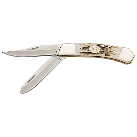 Browning Bone Bluff Folding Knife - Box, 2.625in, Swedish Sandvik 12C27, Clip Point, Bone Handle, N, 3220477B