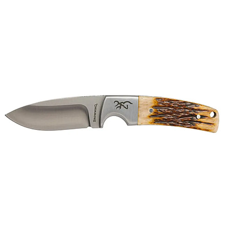 Browning Buckmark Hunter Fixed Blade Knife, 3in, 8Cr13MoV, Drop Point, Bone Handle, Leather, 3220509