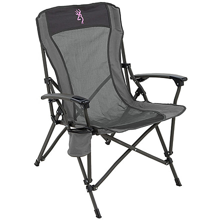 Browning Camping Fireside Chair w/Pink Buckmark, Charcoal/Gray, 8517958