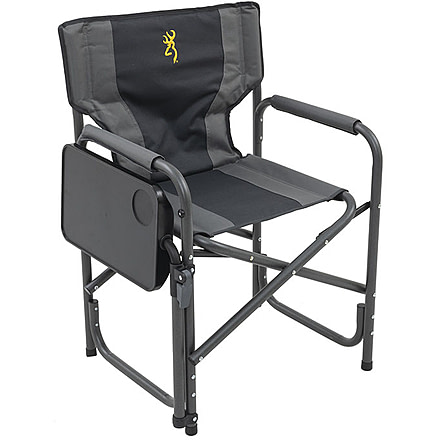 Browning Camping Rimfire Folding Chair w/Multi-Position Side Table, Charcoal/Gray, 8532558