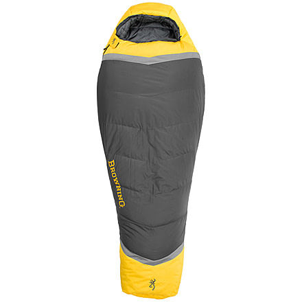 Browning Camping Vortex 0 Sleeping Bag, Charcoal/Gold, 4853036