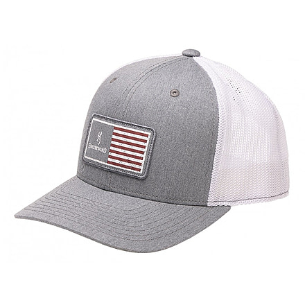 Browning Men's Cap Mustang Back Rec Flag Patch, Gray, 308036691