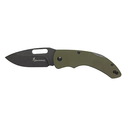 Browning Hidden Hollow Folding Knife, 3in, D2 High Carbon Steel, Drop Point, G10 Handle, N, 3220506