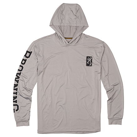 Browning Hooded Long Sleeve Sun Shirt - Mens, Gray, 3XL, 3010729706