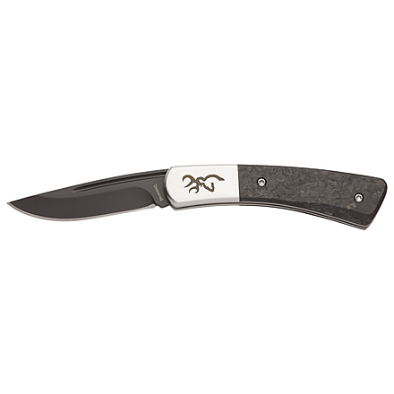 Browning Knoll Folder 2.375in Knife, Slip Joint, Black 12C27 Blade, Marbled Carbon Fiber Handle, 3220476