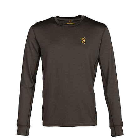 Browning Merino Crew Long Sleeve Baselayer Shirt - Mens, Small, Major Brown, 3010949801