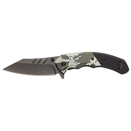 Browning OvixFolding Knife, 3.25in, D2 High Carbon Steel, Tanto, Steel Handle, N, 3220467