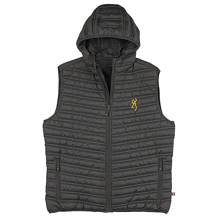 Browning Packable Puffer Hooded Vest - Mens, Carbon Gray, Small, 3053087901
