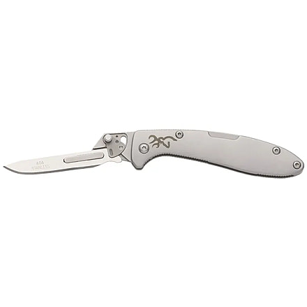 Browning Scalpel Linerlock Folding Knife, 2.75in, Scalpel, Stainless Steel Handle, N, 3220463B