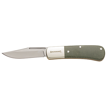 Browning Steambank Folder 2.5in Knife, Clip Point, 12C27 Stainless Steel Blade, Resin Laminated Canvas Handle, 3220475