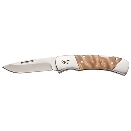 Browning Timber Folder 2 3/4in Knife, Drop Point, 12C27 Blade, Burl Wood Handle, 3220478