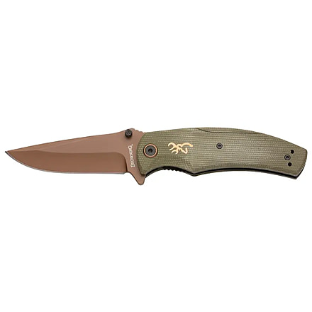 Browning Trailside Folding Knife, 3.5in, D2 High Carbon Steel, Drop Point, Laminate Handle, N, 3220466