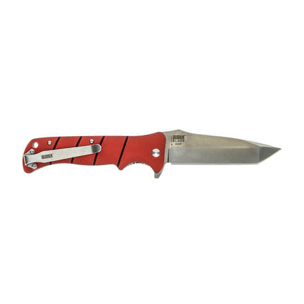 Bubba Blade Sculpin 4in Pocket Knife, Carbon Stainless Steel Blade, Red Handle BB-CL-FK