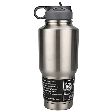 Bulldog Winch 30Oz 304 Stainless Steel Tumbler, Double Wall with Screw-On Flip-Up Straw Lid, Clean, 80052