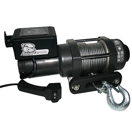 Bulldog Winch 3400lb Trailer/Utility Winch, 45ft Wire Rope, Roller Fairlead, Mnt Plate, 15017
