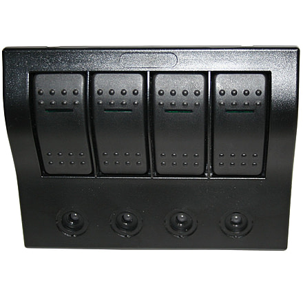 Bulldog Winch 4-Switch Panel w/ Lighted Breakers, Black, 20266