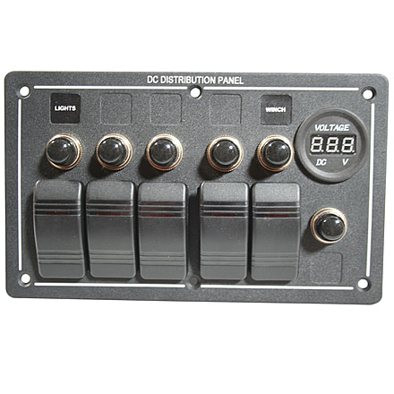 Bulldog Winch 5-Switch Panel with Breakers And Voltmeter, 20267