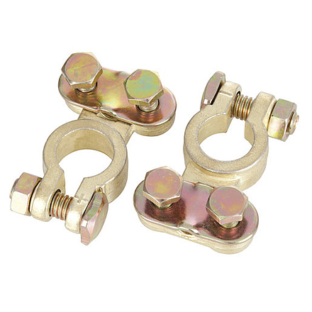 Bulldog Winch Battery Terminals, 1 Pr Brass Clamp-On, 20254