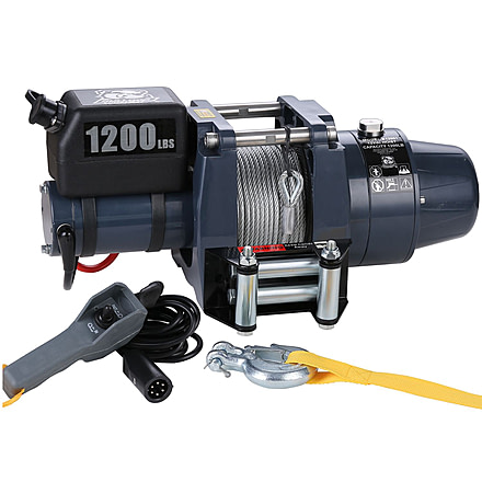 Bulldog Winch Hoist 1200 lb 12vDC, 50ft Wire Rope, Black, 12001