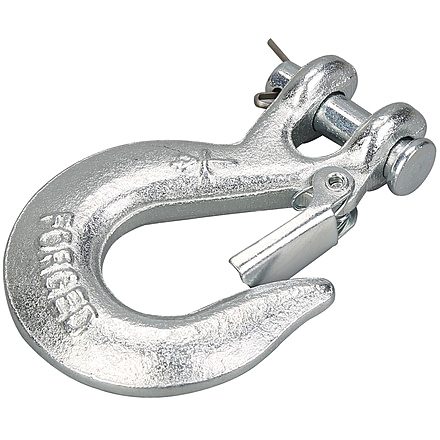 Bulldog Winch Hook, 1/4in w/ Clasp G70, Alloy Steel, Zinc Plated, Silver, 20119
