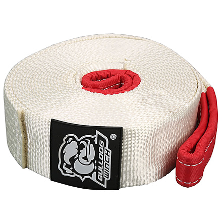 Bulldog Winch Snatch Strap, 3in x 30ft 19.8k BS, 10K WLL, White, 20134