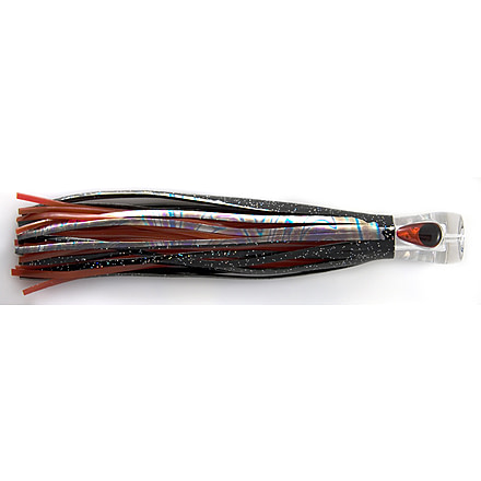 C&amp;H Lures Alien Trolling Lure, Concave Head, Hologram Eye, 7.5in, Black/Foil Red Vinyl Skirt, CH-AL05
