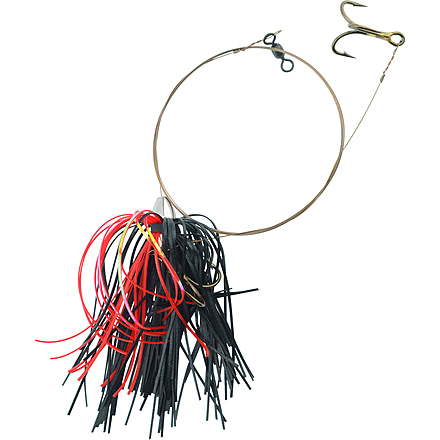 C&amp;H Lures King Buster Kingfish Pro-Rig, Two #4 4x Treble Hooks, Camo Brown Wire, 3 ft, 1/8oz, Black/Red Mylar Skirt, Camo Brown Wire, CH-KR19