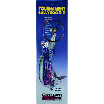 C&amp;H Lures Lil Stubby Ballyhoo Rig, #7 AFW Tooth Proof Leader Wire 69LB Test, Camo Brown, 3 ft, 7/0 Hook, Blue/Pink Skirt, CH-BRLS03