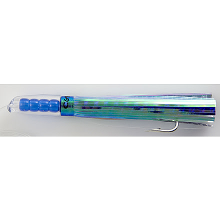 C&amp;H Lures Rattle Jet Trolling Lure Rigged &amp; Ready, 100LB Mono, 6 ft, 7/0 Hook, Pearl/Blue Mylar Skirt, CH-RJ-23