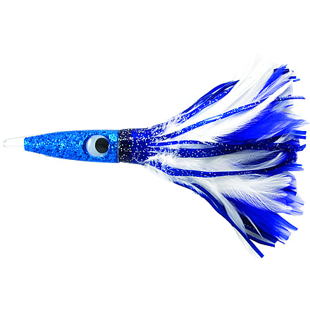 C&amp;H Lures Wahoo Whacker Feather Trolling Lure, 10in, Blue/White Feather Skirt, CH-WF01