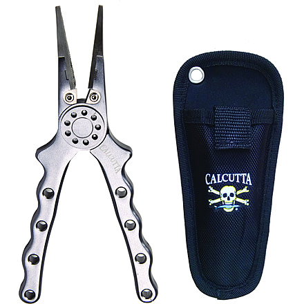 Calcutta Aluminum Pliers Straight Jaw w/Cutter 7" w/Sheath and Lanyard 10 pk no break display, FPB02S-GS-10