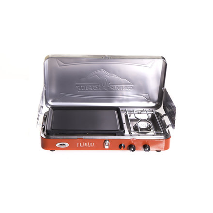 Camp Chef Mountain Series Rainer 2 Burner Stove/Griddle Combo, Red/Silver MS2GR