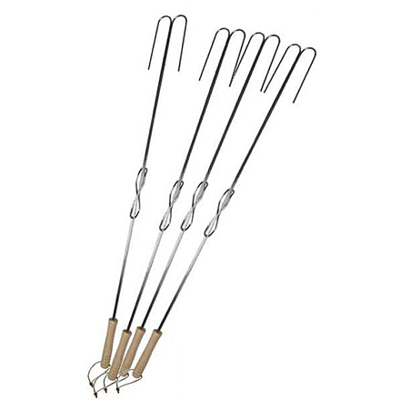 Camp Chef Safety Roasting Stick, 4 Piece, 4-Pack, Wood, Silver/Tan, SRS4E