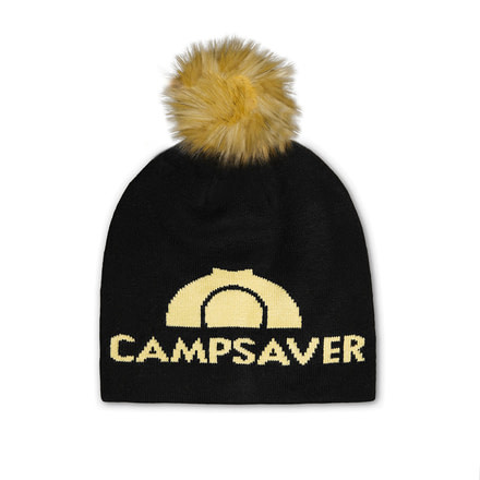 CampSaver Fur Pom Beanie, Black/Tan, One Size, CS-BN005-OS