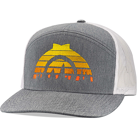 CampSaver Logo Hat 7 Panel - Unisex, Sunset Trees/Heather Grey/White, One Size, CS-Logo-7PHat-SSTR-HGWT