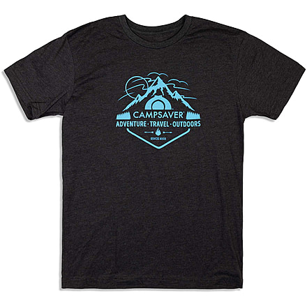 CampSaver Mountain Adventure T-Shirt, Charcoal/Teal Logo, X-Large, MTNADV-CHR-TL/PNK-X-Large