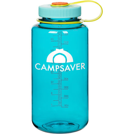 CampSaver Nalgene Wide Mouth Bottle, 32oz, Cerulean Bottle Seaside/Tahitian Palm/Pumkin Cap W, CS-TRI32W-CER/SEA