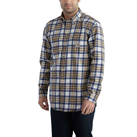 Carhartt Flame-Resistant Classic Plaid Shirt, Mid Brown/Navy, Small/Regular 101028-245-REG-S