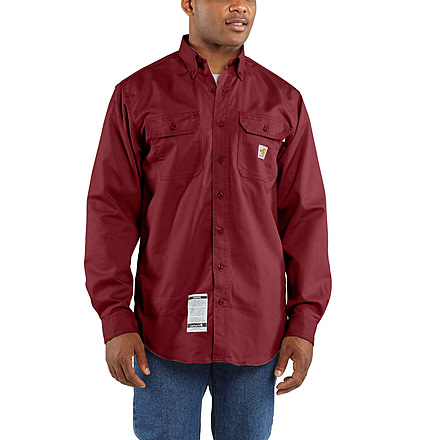 Carhartt Flame-Resistant Classic Twill Shirt, Dark Crimson, Large/Tall FRS160-608-TLL-LRG