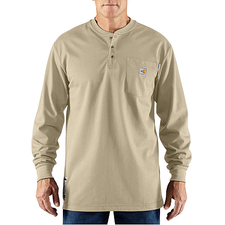 Carhartt Flame-Resistant Force Cotton Long Sleeve Henley, Sand, 2XL/Regular 100237-261-REG-2XL