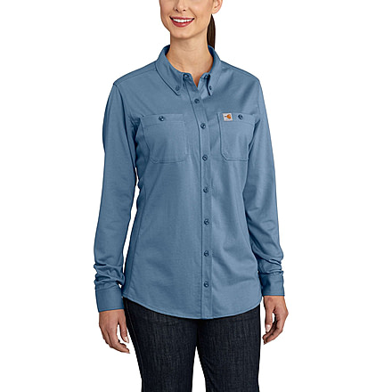 Carhartt Flame-Resistant Womens Force Cotton Hybrid Shirt, Medium Blue, 2XL/Regular 102687-465-REG-XXL