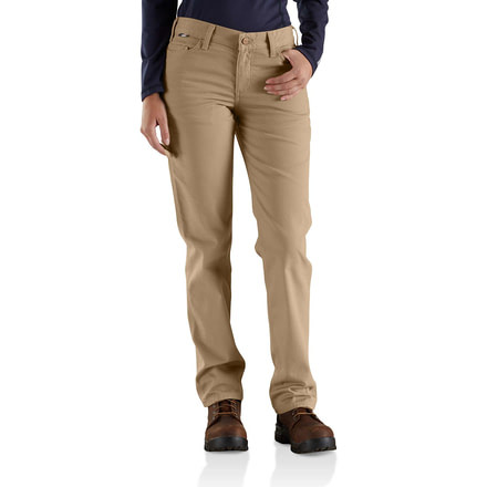 Carhartt Flame-Resistant Womens Rugged Flex Canvas Pant, Golden Khaki, 4/Regular 102689-264-REG-4