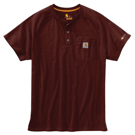 Carhartt Force Cotton Delmont Short Sleeve Henley Relaxed Fit - Mens, Red Brown Heather, XL Waist-TLL Inseam 100413-603-TLL-XL